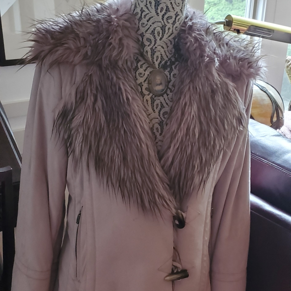 Dusty rose micro fiber suede padded jacket sz 8